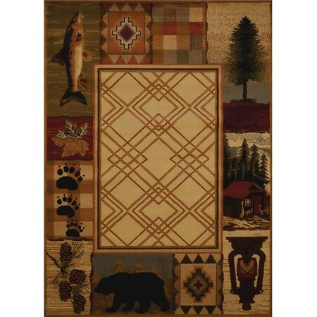 United Weavers United Weavers 750 05117 58 5 ft. 3 in. x 7 ft. 2 in. Affinity Mountain Lake Area Rug; Natural 750 05117 58